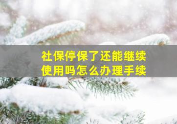 社保停保了还能继续使用吗怎么办理手续