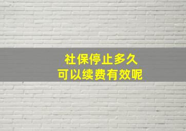 社保停止多久可以续费有效呢