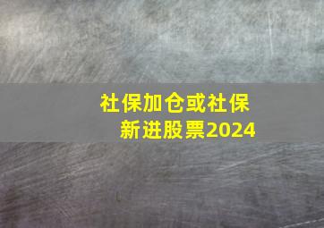 社保加仓或社保新进股票2024