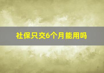 社保只交6个月能用吗