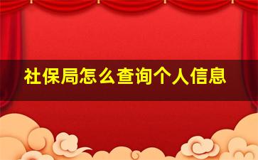 社保局怎么查询个人信息