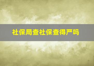 社保局查社保查得严吗