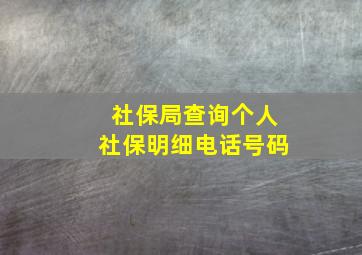 社保局查询个人社保明细电话号码