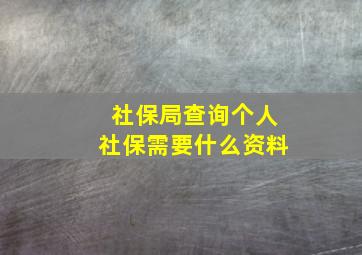 社保局查询个人社保需要什么资料