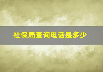 社保局查询电话是多少