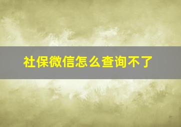 社保微信怎么查询不了