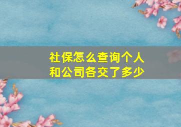 社保怎么查询个人和公司各交了多少