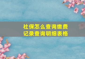 社保怎么查询缴费记录查询明细表格