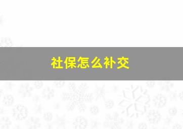 社保怎么补交