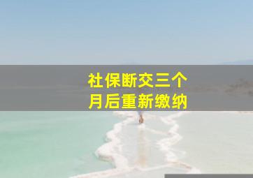 社保断交三个月后重新缴纳