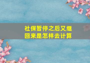 社保暂停之后又继回来是怎样去计算