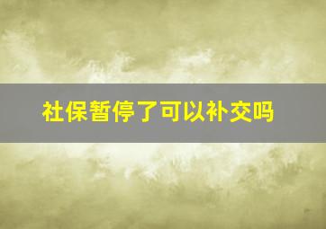 社保暂停了可以补交吗