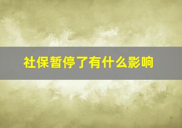 社保暂停了有什么影响