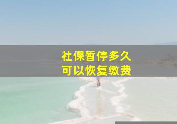 社保暂停多久可以恢复缴费