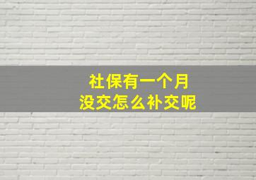 社保有一个月没交怎么补交呢