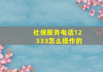 社保服务电话12333怎么操作的