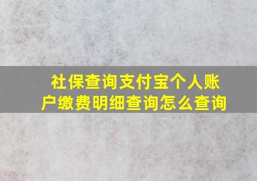 社保查询支付宝个人账户缴费明细查询怎么查询