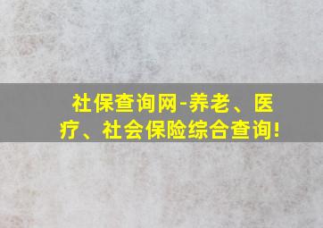 社保查询网-养老、医疗、社会保险综合查询!