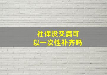 社保没交满可以一次性补齐吗