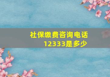 社保缴费咨询电话12333是多少