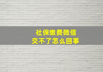 社保缴费微信交不了怎么回事