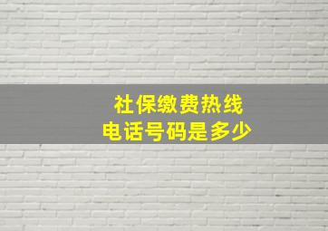 社保缴费热线电话号码是多少