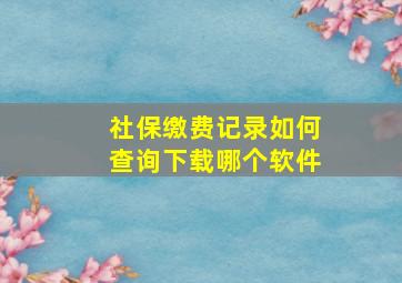 社保缴费记录如何查询下载哪个软件