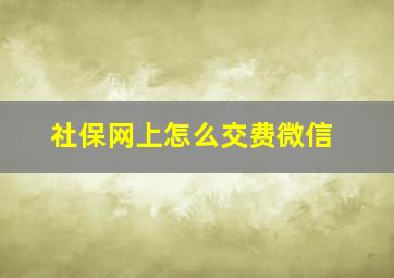 社保网上怎么交费微信