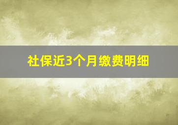 社保近3个月缴费明细