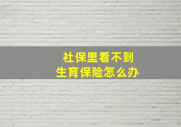 社保里看不到生育保险怎么办