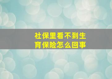 社保里看不到生育保险怎么回事