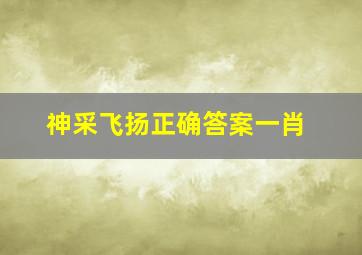 神采飞扬正确答案一肖