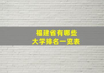 福建省有哪些大学排名一览表