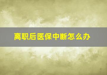 离职后医保中断怎么办