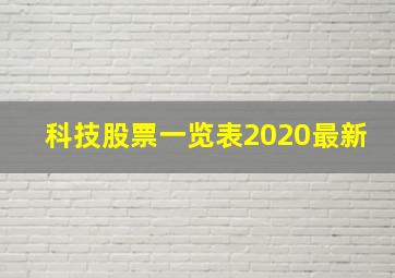 科技股票一览表2020最新