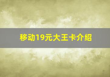 移动19元大王卡介绍