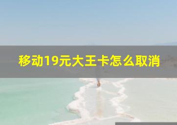 移动19元大王卡怎么取消