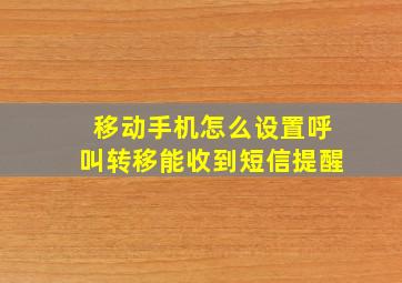 移动手机怎么设置呼叫转移能收到短信提醒