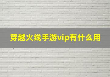 穿越火线手游vip有什么用