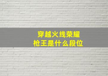 穿越火线荣耀枪王是什么段位