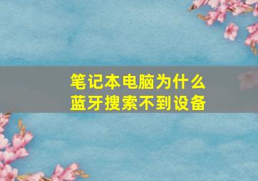 笔记本电脑为什么蓝牙搜索不到设备