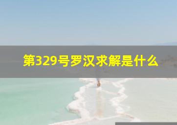 第329号罗汉求解是什么