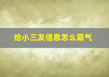 给小三发信息怎么霸气