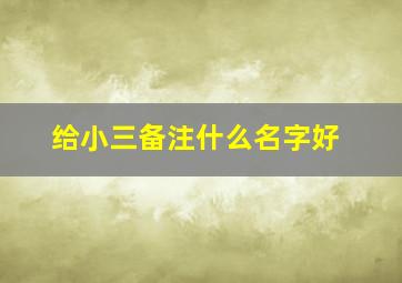 给小三备注什么名字好