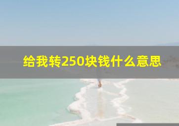 给我转250块钱什么意思