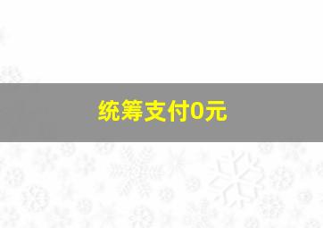 统筹支付0元