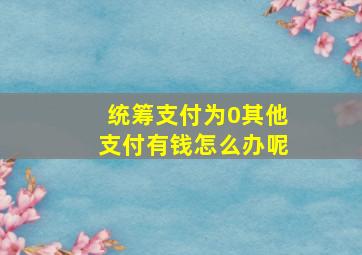 统筹支付为0其他支付有钱怎么办呢