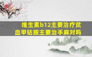 维生素b12主要治疗贫血甲钴胺主要治手麻对吗