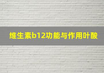 维生素b12功能与作用叶酸