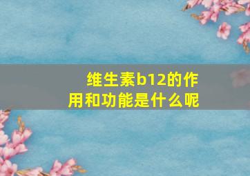 维生素b12的作用和功能是什么呢